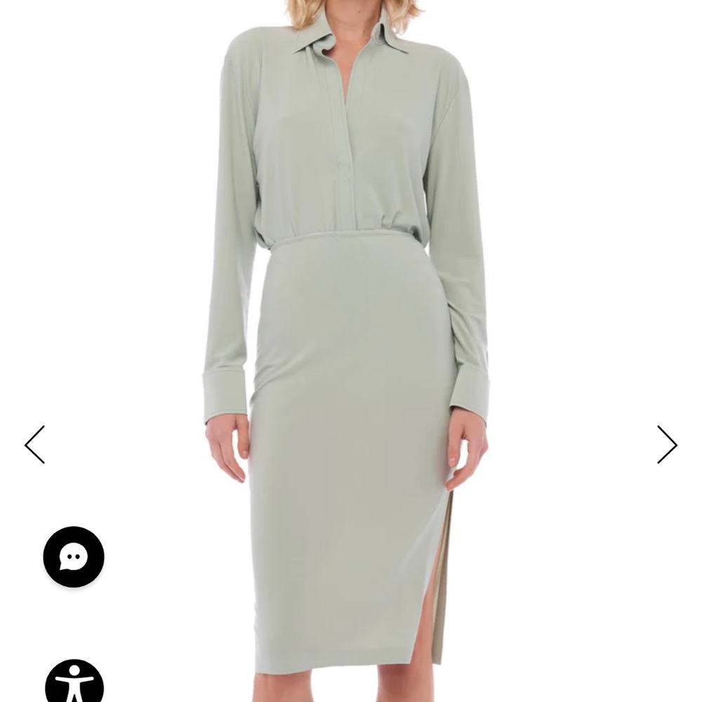 Norma Kamali Sage green skirt and shirt set size small NWT